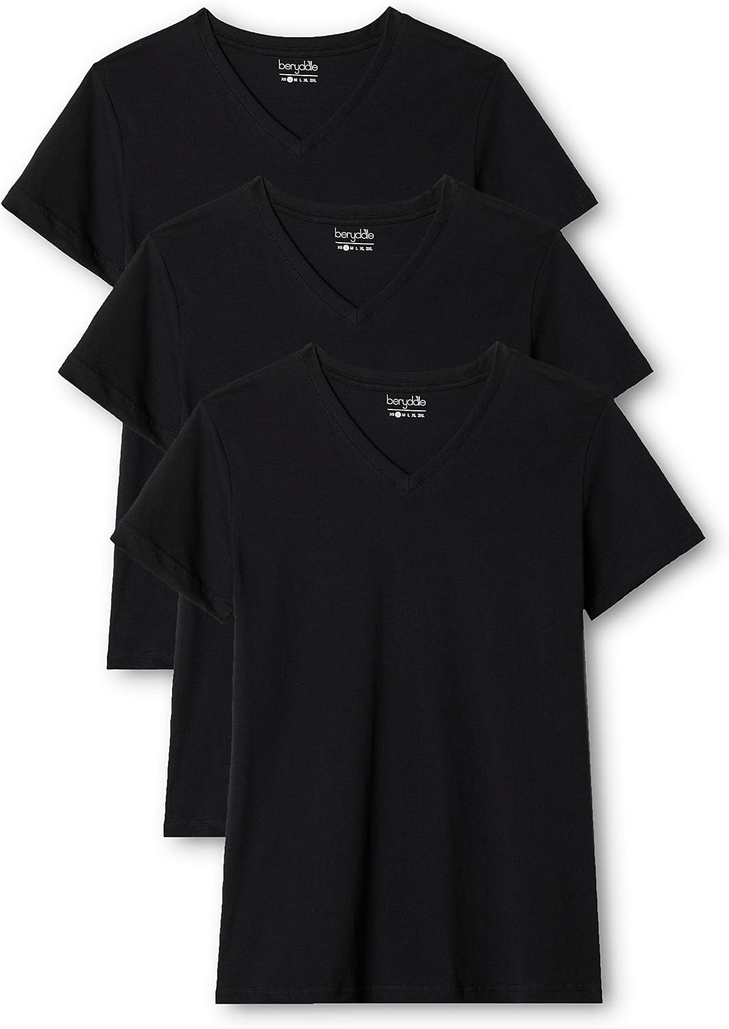 Detalle de berydale Camisetas Mujer Cuello en V 100% Algodón Pack 3/5