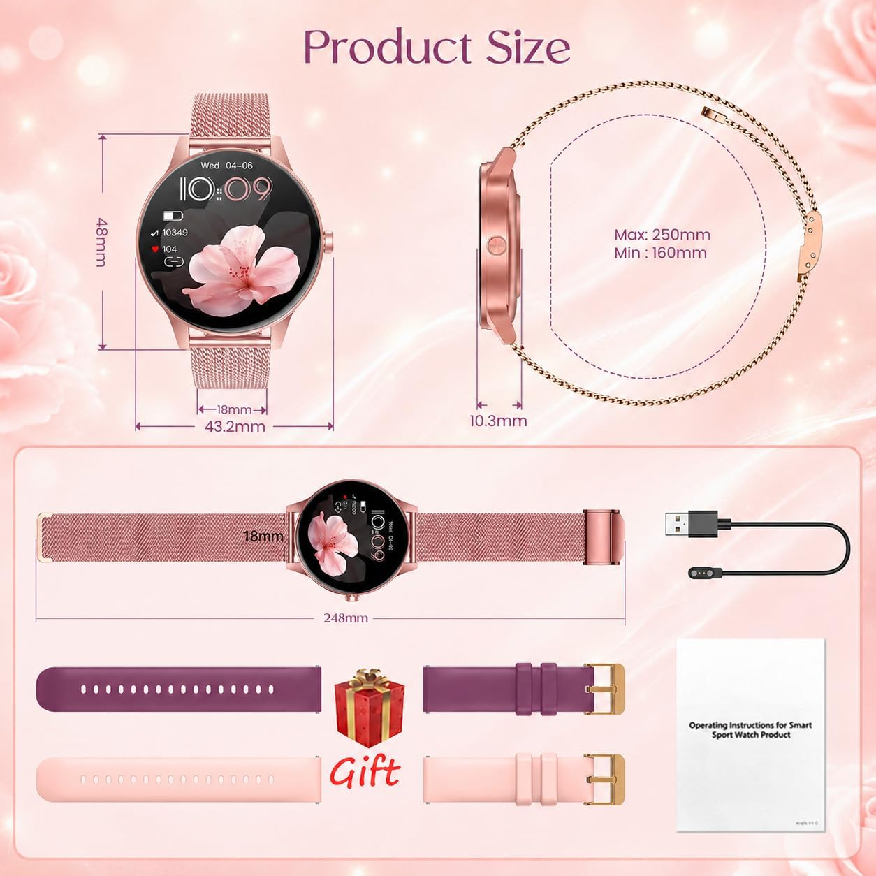 Thumbnail 6 de Smart Watch Fitness Tracker Women: 1.27'' HD Screen, Calls & 114 Sport Modes