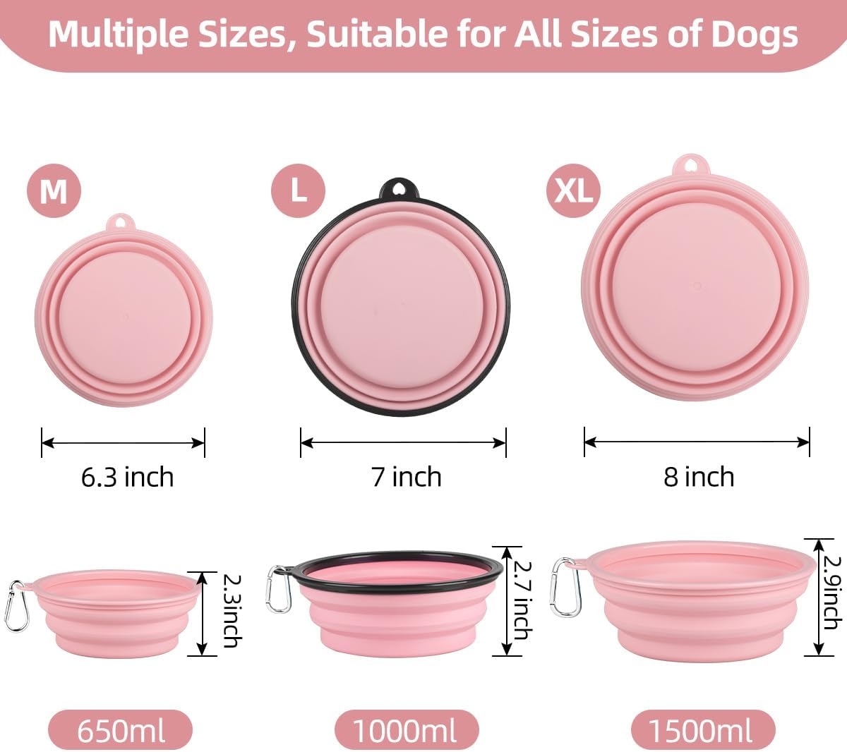 Detalle 2 de Kytely Collapsible Dog Bowls 1,500 ml