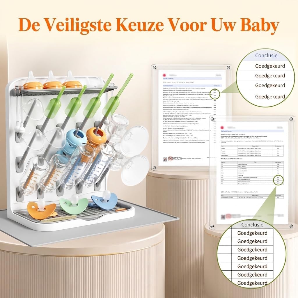 Detalle de Lifewit 24445 droogrek voor babyflessen met 15 haken en afdruipmat
