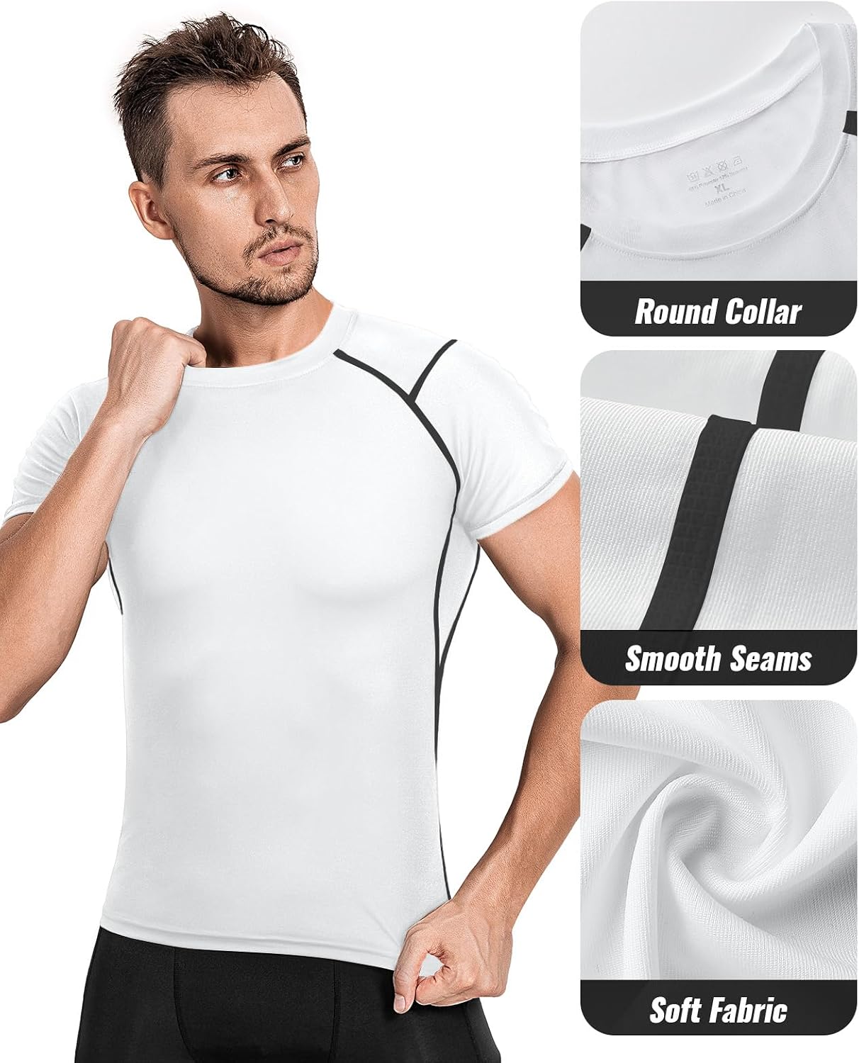 Detalle 2 de Compression Tops for Men, 85 15 Polyester Blend