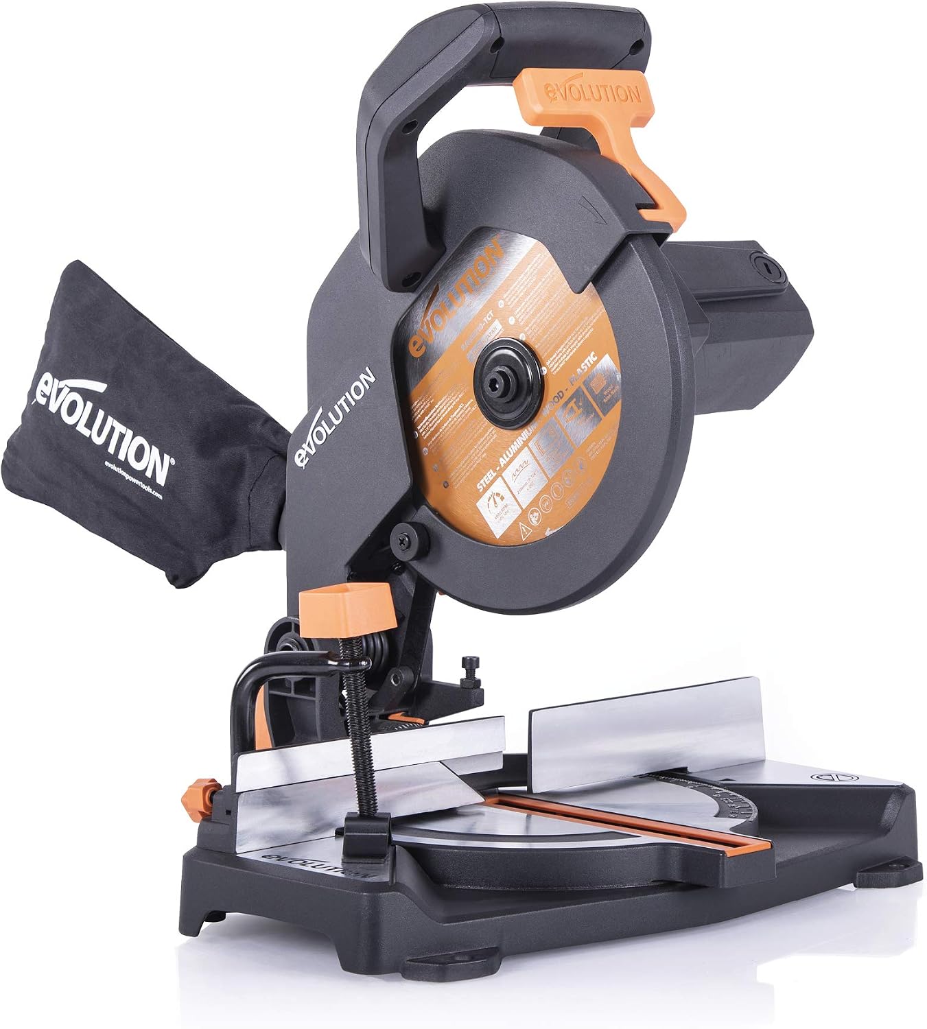 Evolution Power Tools R210CMS Compound Miter Saw with Multi-Material Cutting Blade (210mm, 1200W)