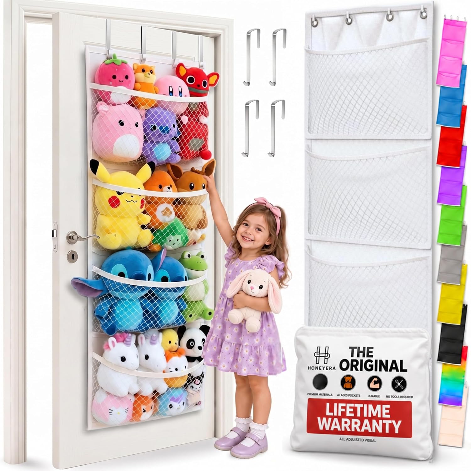 Detalle de Honeyera The Original Stuffed Animal Organizer with Four Mesh Pockets
