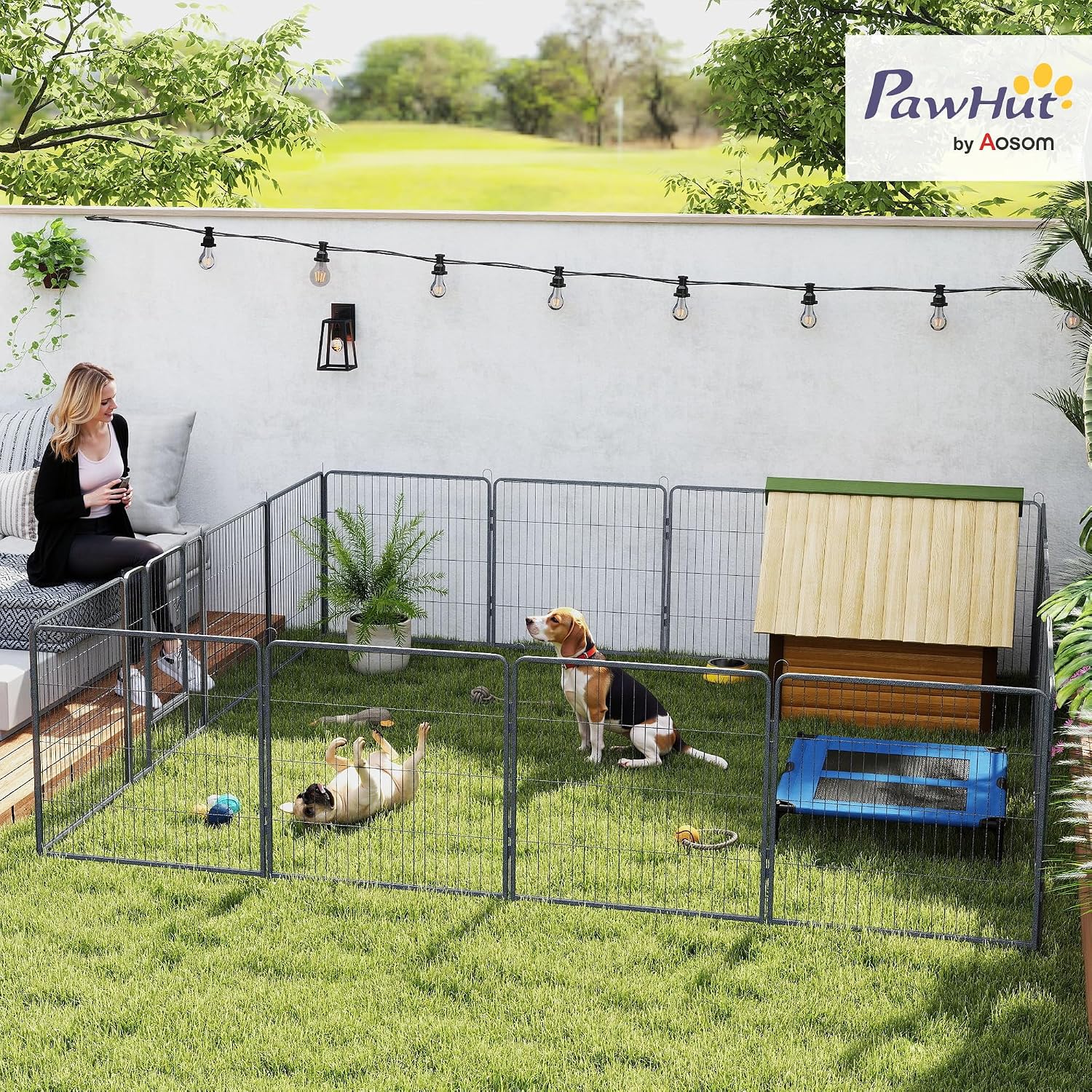 Detalle 2 de PawHut Dog Playpen 16 Panels