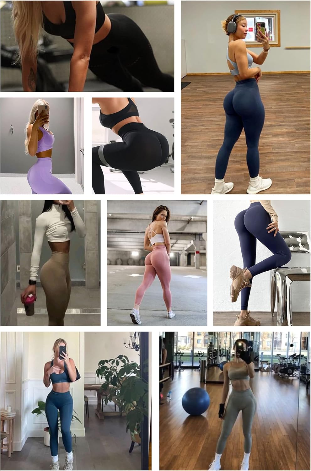 Detalle de JOYSPELS Scrunch Butt Leggings Damen (High Waist, Booty Lifting, Seamless) – blickdichtes Gym-Set für Training & Figur-Optik