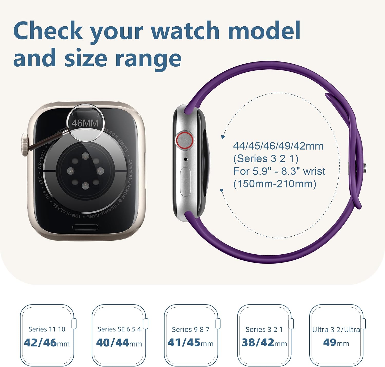 Thumbnail 6 de DaQin Soft Silicone Band for Apple Watch — 44–49mm, Purple