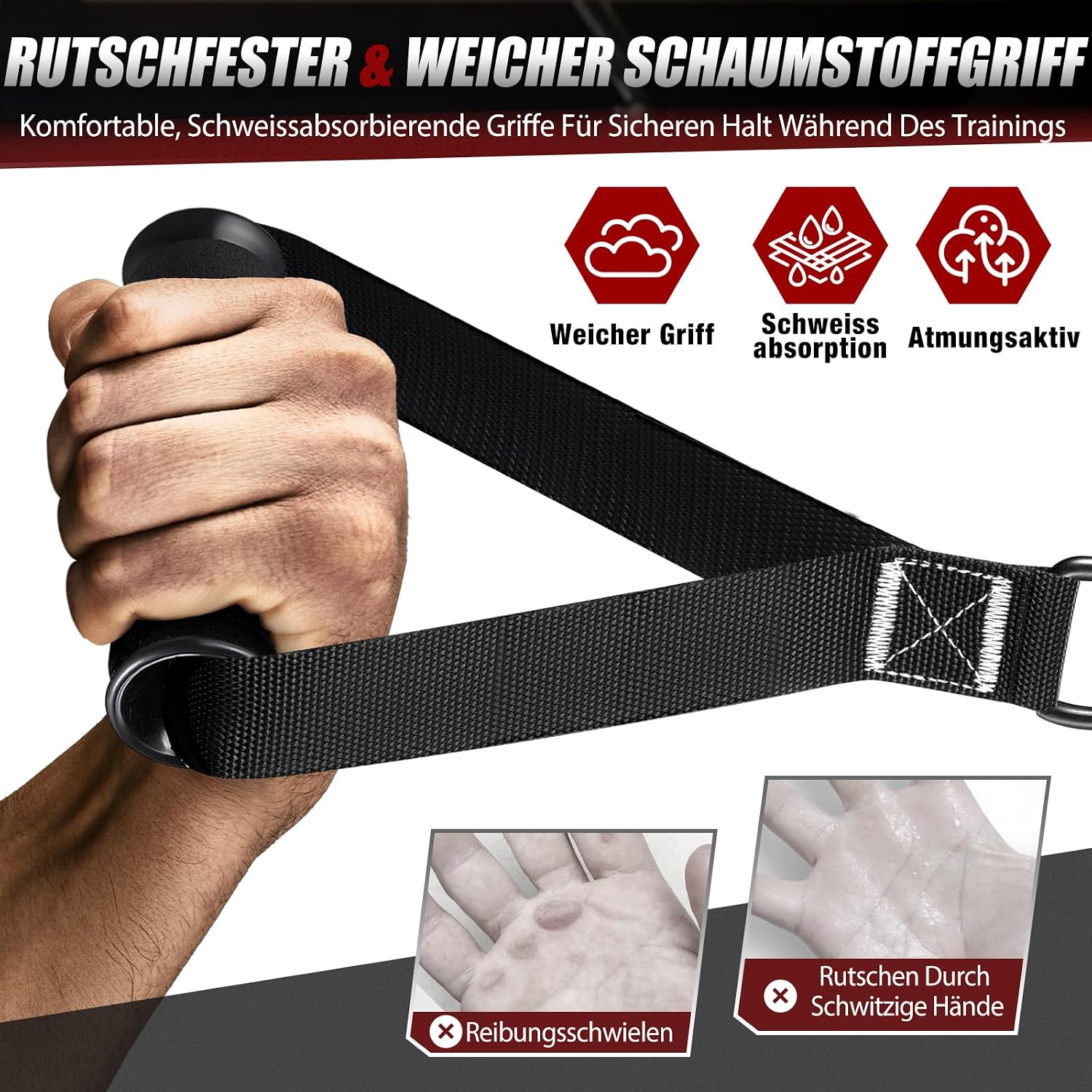 Detalle 2 de HPYGN Fitnessbänder-Set mit 5 Widerstandsstufen (150/200/250 lbs) inkl. Griffe, Knöchelriemen & Türanker