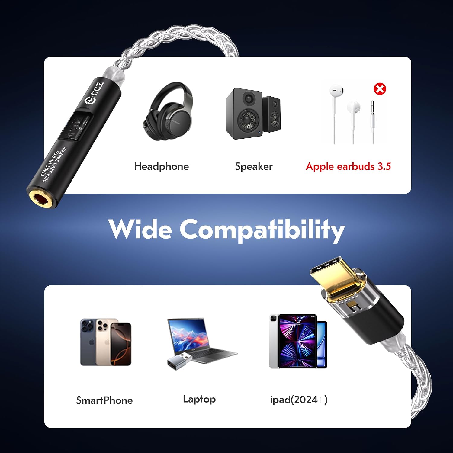 Detalle de KB EAR 2026 USB C DAC with Headphone Amplifier — USB C to 3.5mm Audio Adapter