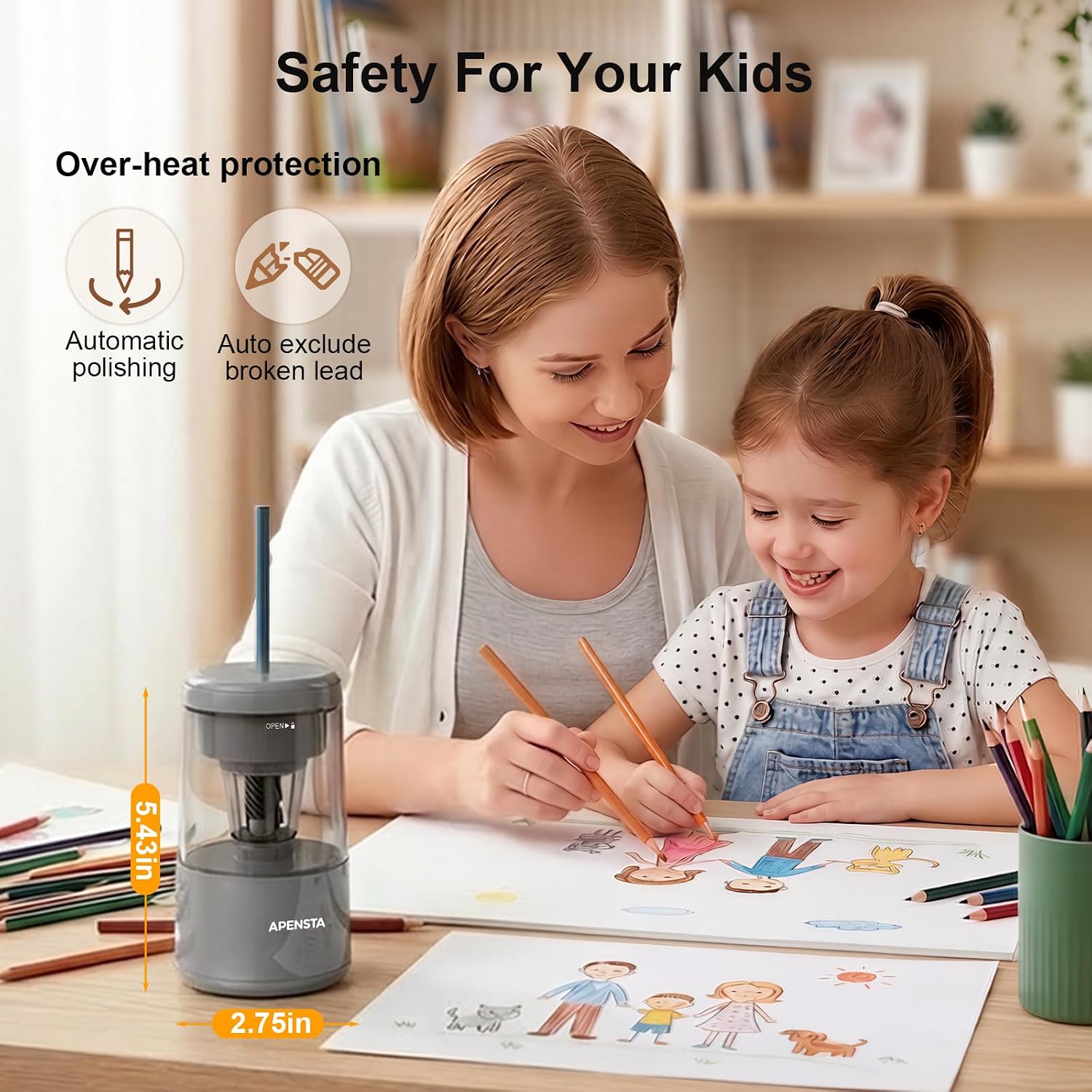 Detalle 2 de Apensta Electric Pencil Sharpener for 7–8 mm Pencils