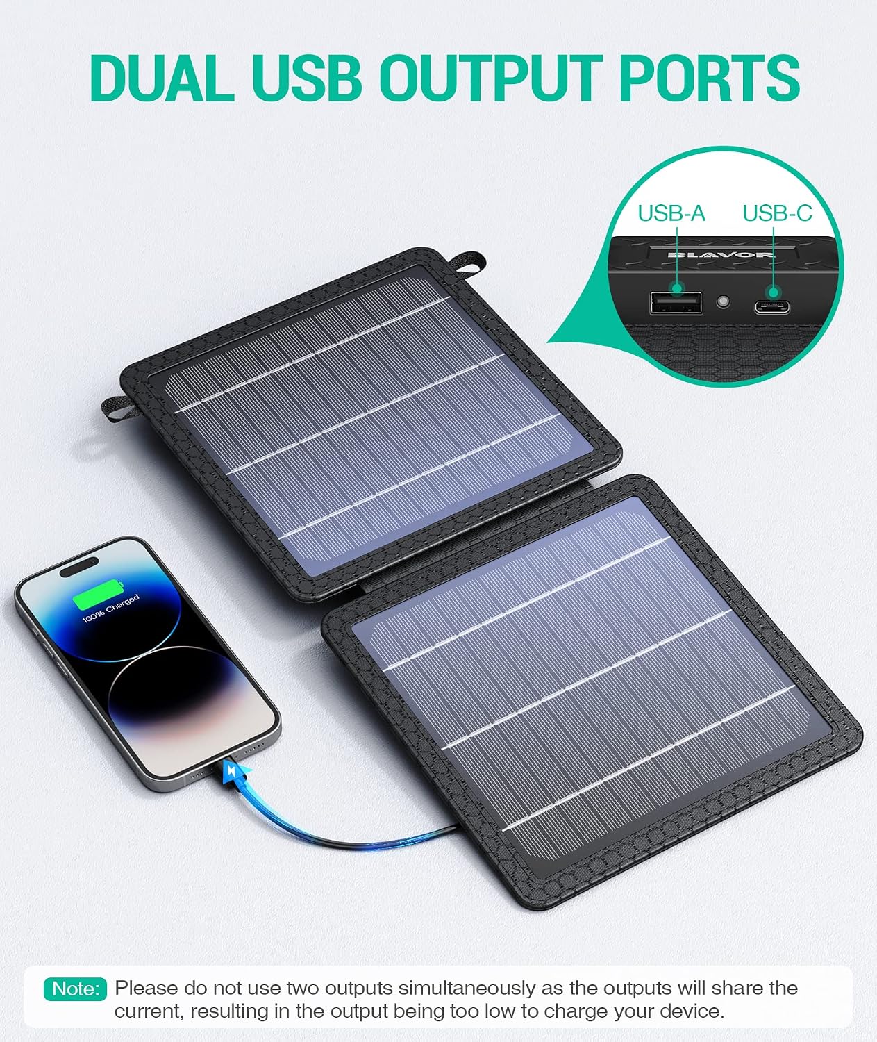 Thumbnail 2 de BLAVOR 10W Portable Solar Charger, Foldable Panel with USB-C and USB-A