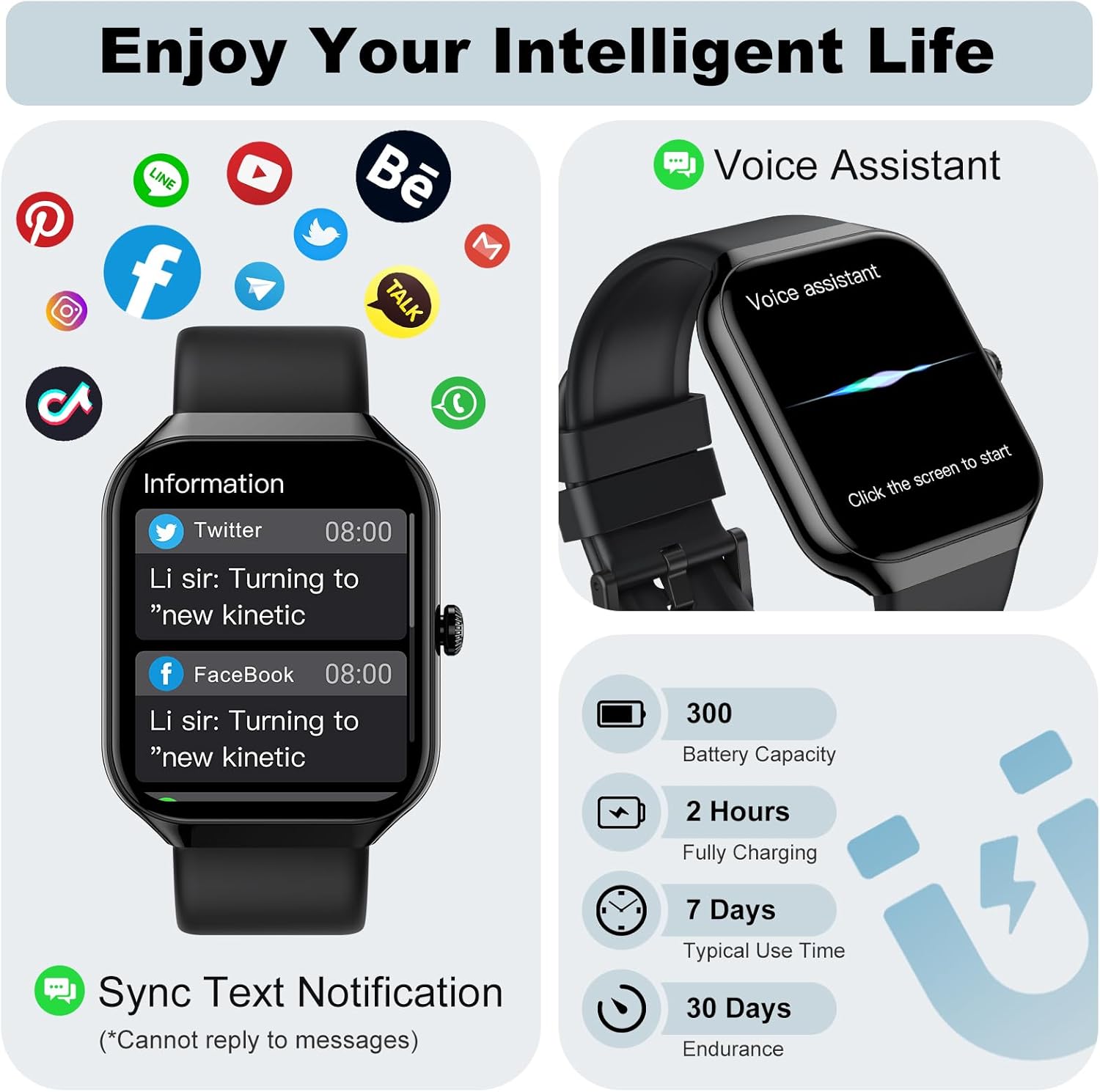 Thumbnail 4 de 2026 Smart Watch for Men & Women (1.96" screen) with Bluetooth calls, 100+ sport modes, IP68 water resistance