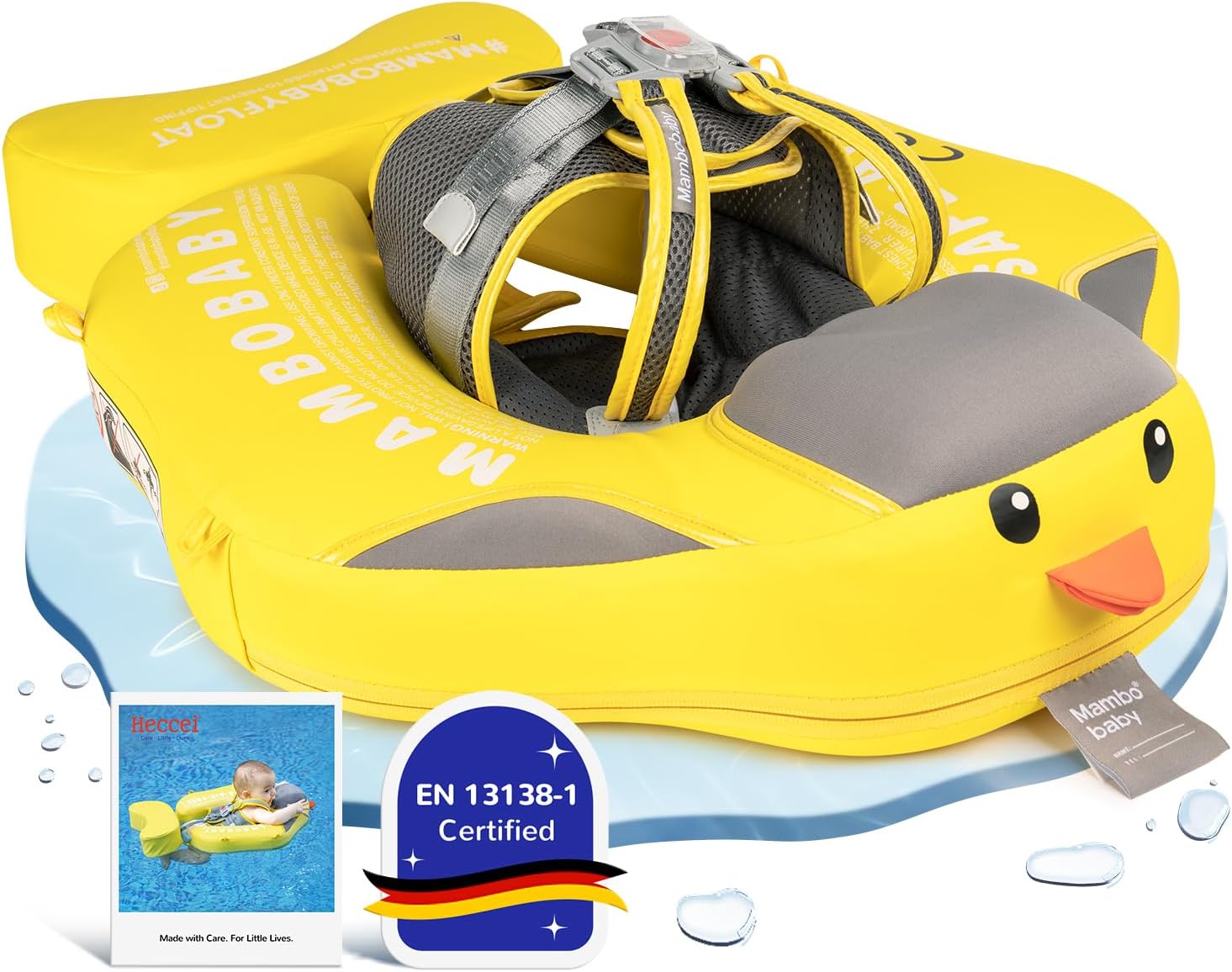 HECCEI Bouée bébé non gonflable Premium pour l’apprentissage de la natation (3 à 24 mois)