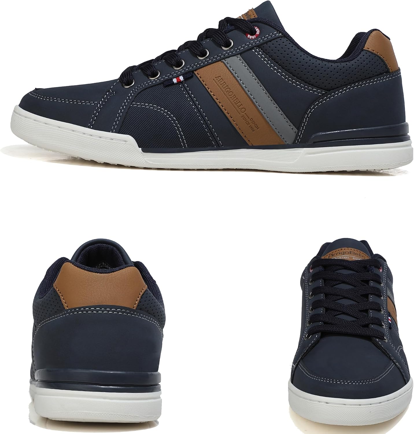 Detalle de Mens Casual Shoes Leather Trainers Classic Sneakers with Lace Up Comfort