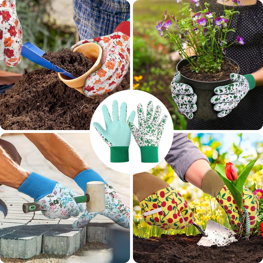 Thumbnail 6 de Ainiv 3 Paia Guanti da Giardinaggio Antiscivolo con Motivo Floreale – Comfort e Protezione per il Cortile
