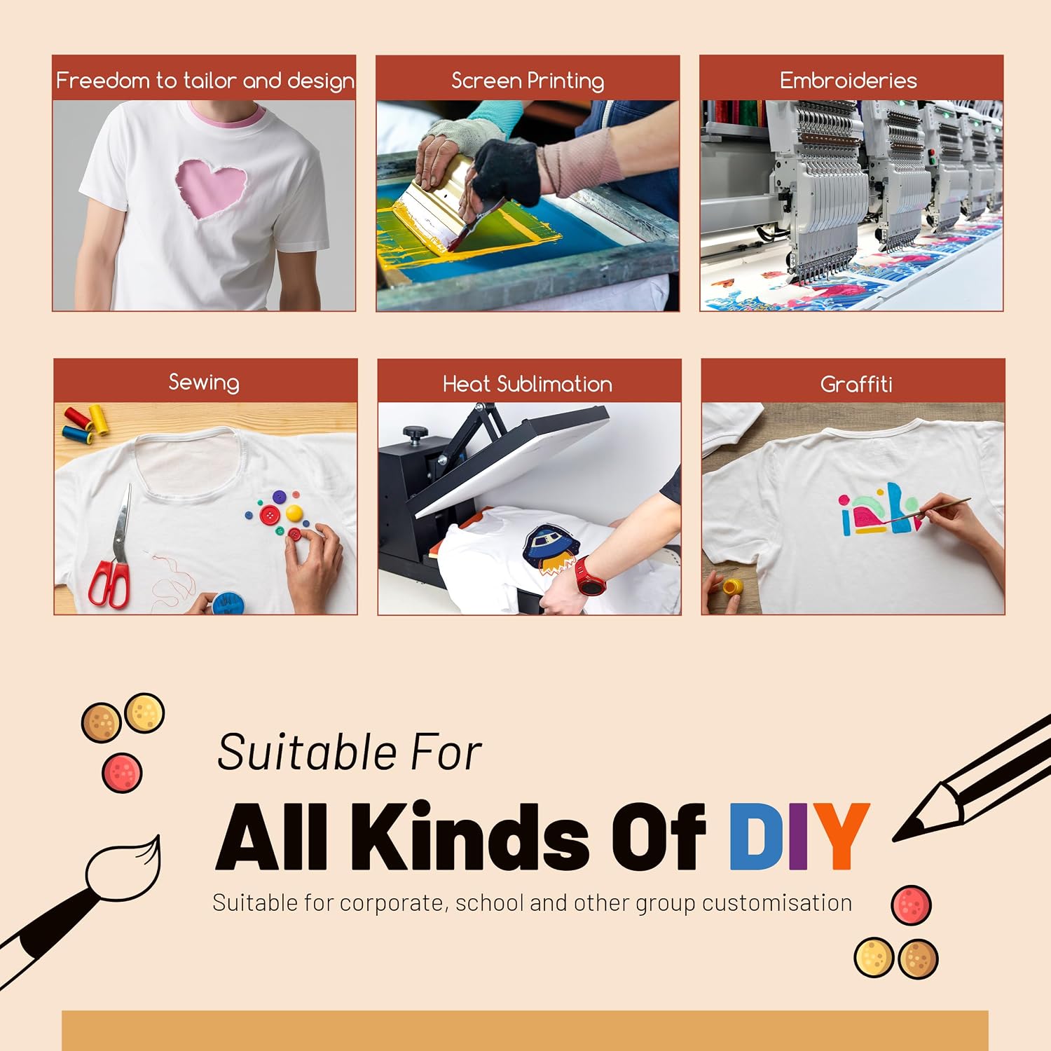 Detalle de Joyclub 5 Pack Polyester Sublimation T-Shirts, Unisex S-2XL