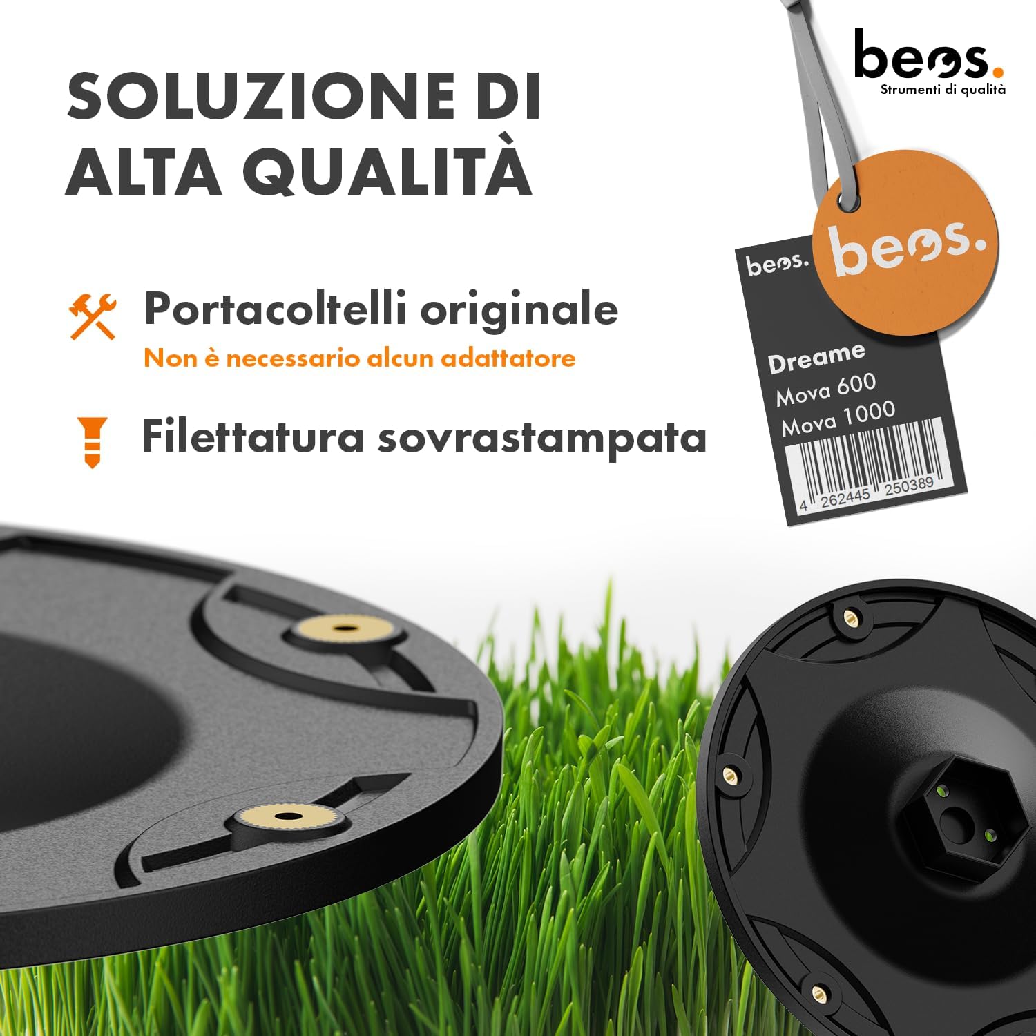 Thumbnail 3 de BEOS Premium Robot Tosaerba Tuning – disco portacoltelli per 6 lame per Dreame Mova 600 & Mova 1000, rinforzato in fibra di vetro (Ø 170 mm)