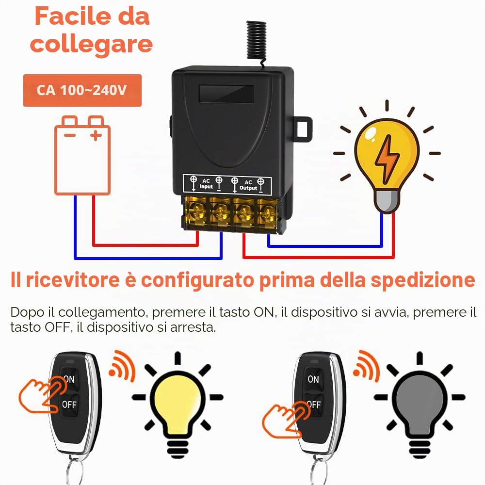Thumbnail 3 de Cerhot AC 230V 100m 30A Kit ricevitore e interruttore luce wireless ad alta potenza