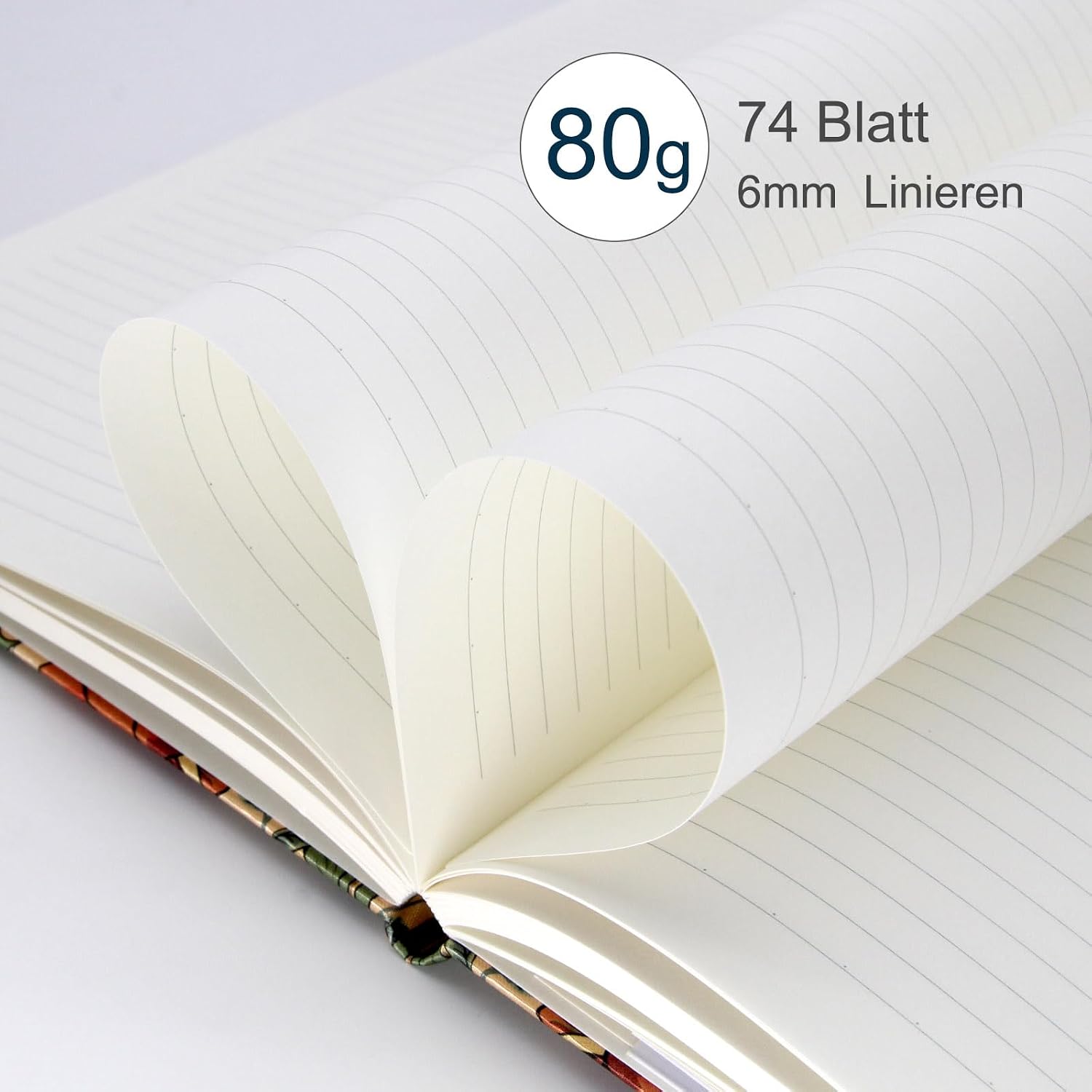 Detalle de WETLOTE A6 Notebook 2-Pack – Lined, Fabric Cover, 148 Pages (80gsm), Floral/Orange Blossom Edition