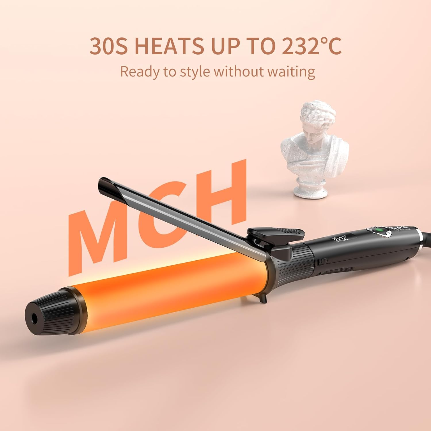Detalle 2 de K&K Hair Curling Wand 32mm Ceramic Titanium Barrel