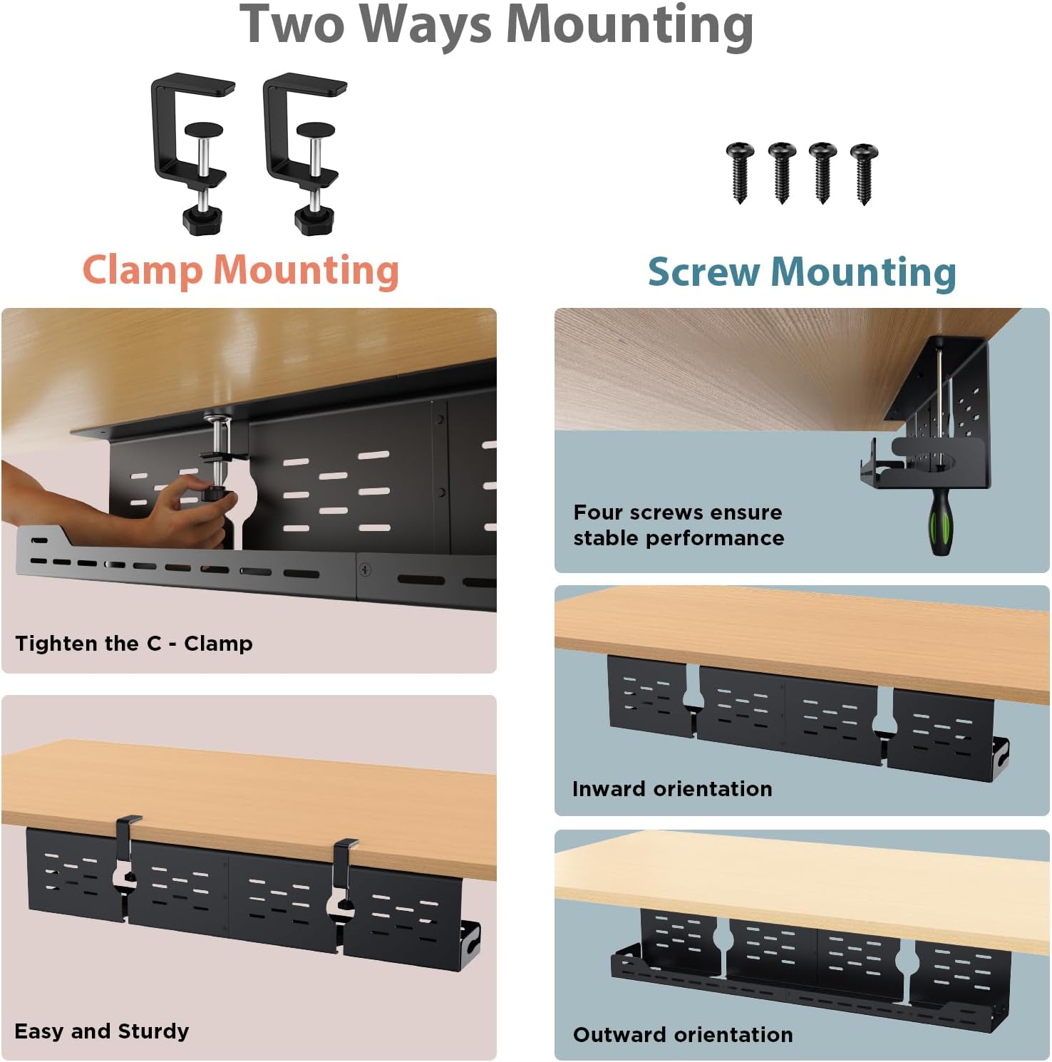 Thumbnail 1 de Univivi UN1450 Under Desk Cable Management Tray, 32-Inch Black Steel