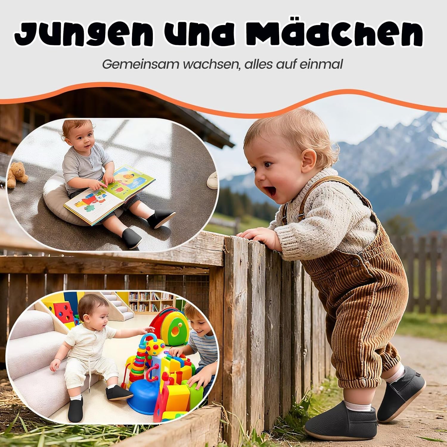 Thumbnail 3 de HMIYA Weiche Leder Krabbelschuhe Babyschuhe Lauflernschuhe mit Wildledersohlen – für 0–24 Monate