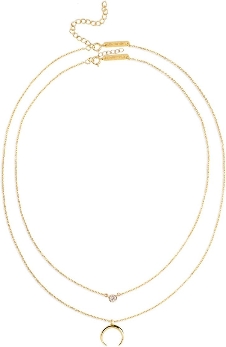 Detalle de SINGULARU Set 2 Collane Diamond + Mini Moonset in Argento 925 placcato oro 18K