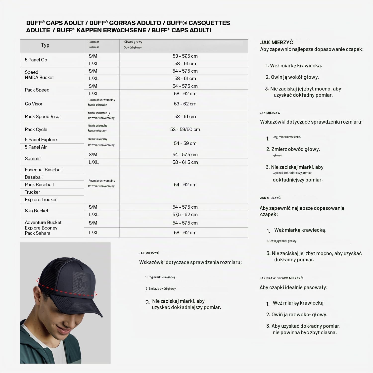 Detalle 2 de BUFF Randall 131297.999.20.00 – tekstylny kapelusz Booney L/XL, wzorzysty