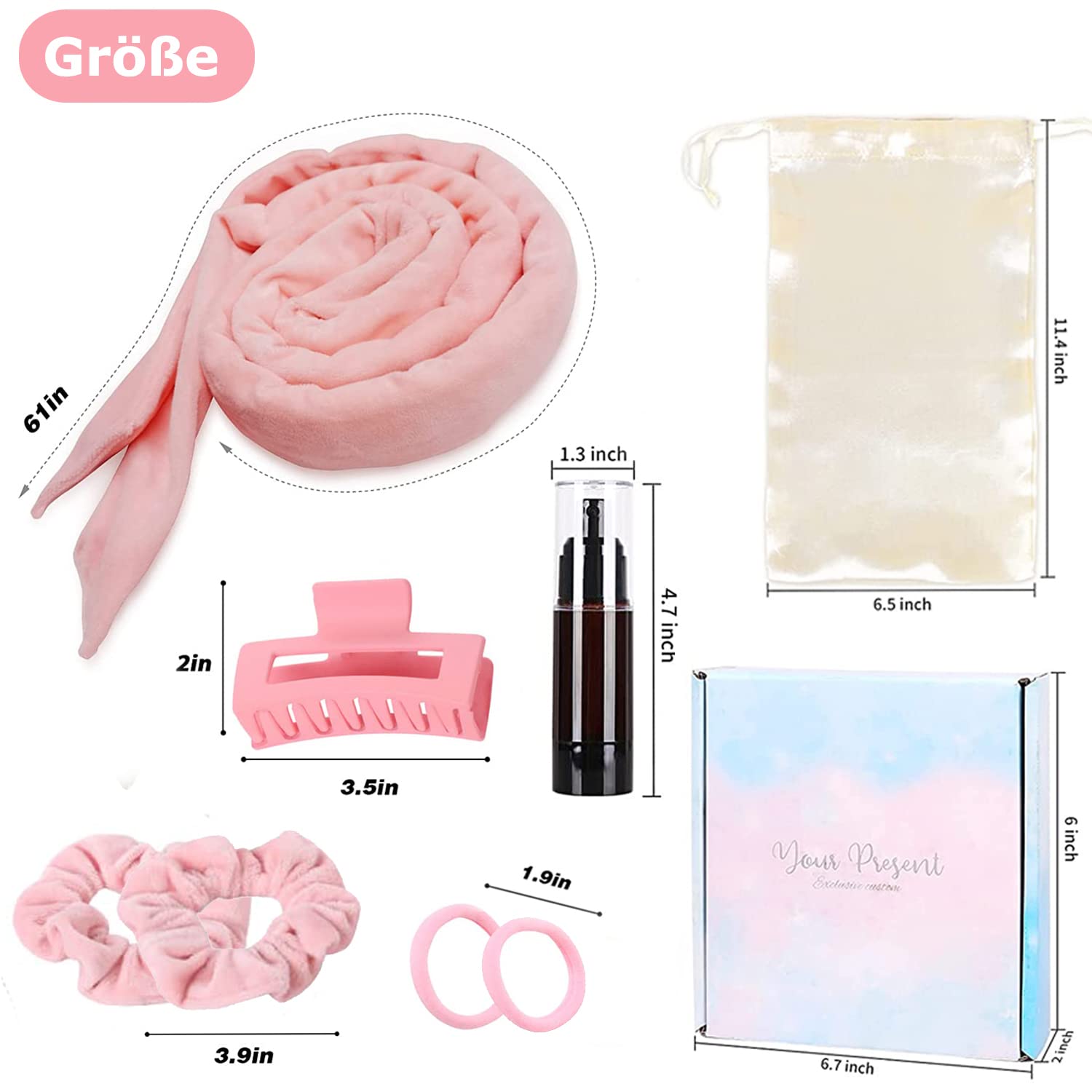 Detalle 2 de Lockenwickler Ohne Hitze – Heatless Waves Set (Rosé, 1 Set) für langes bis mittleres Haar