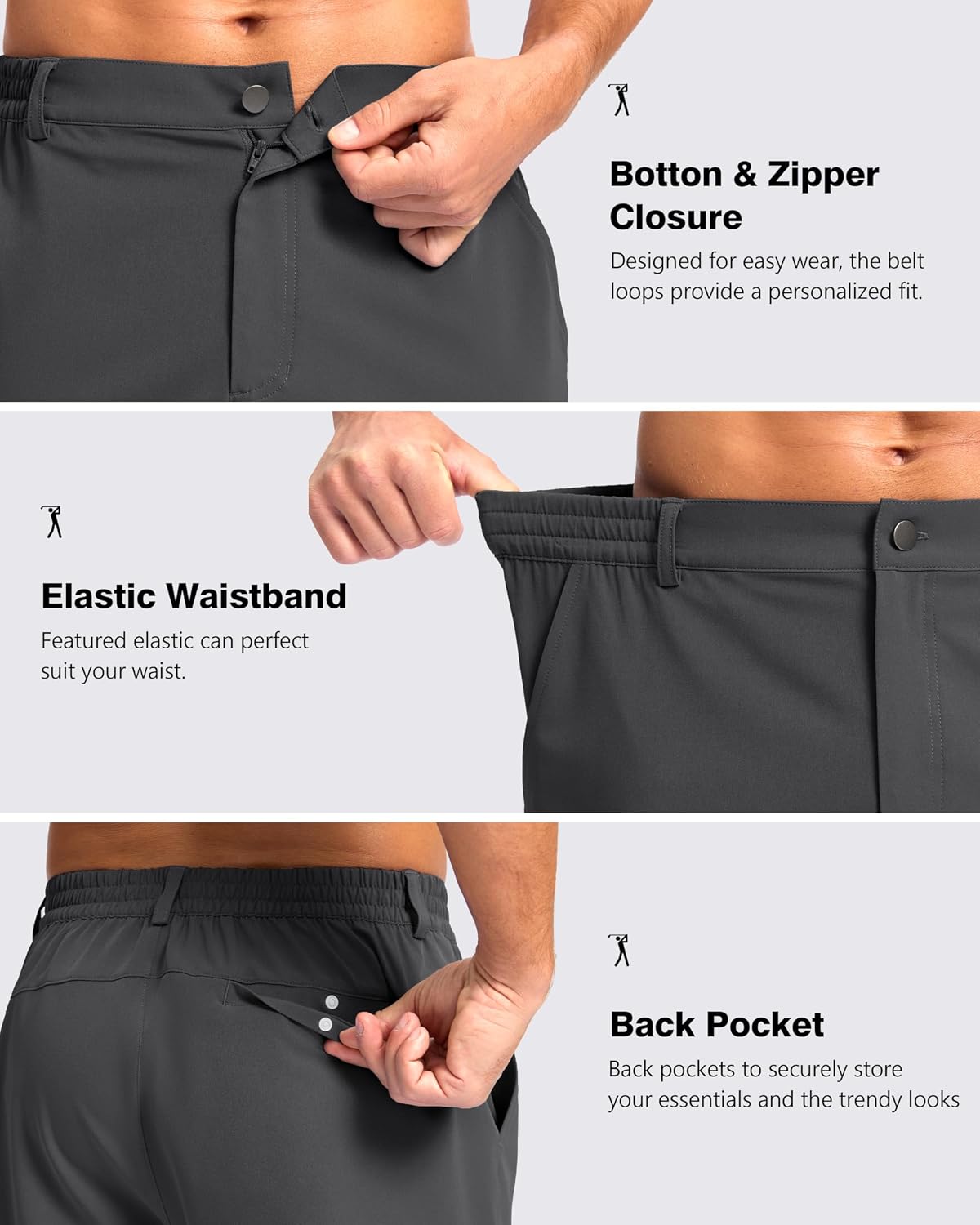 Detalle 2 de Pudolla Men’s Casual Shorts (7"/9") Lightweight Golf Shorts with 3 Pockets