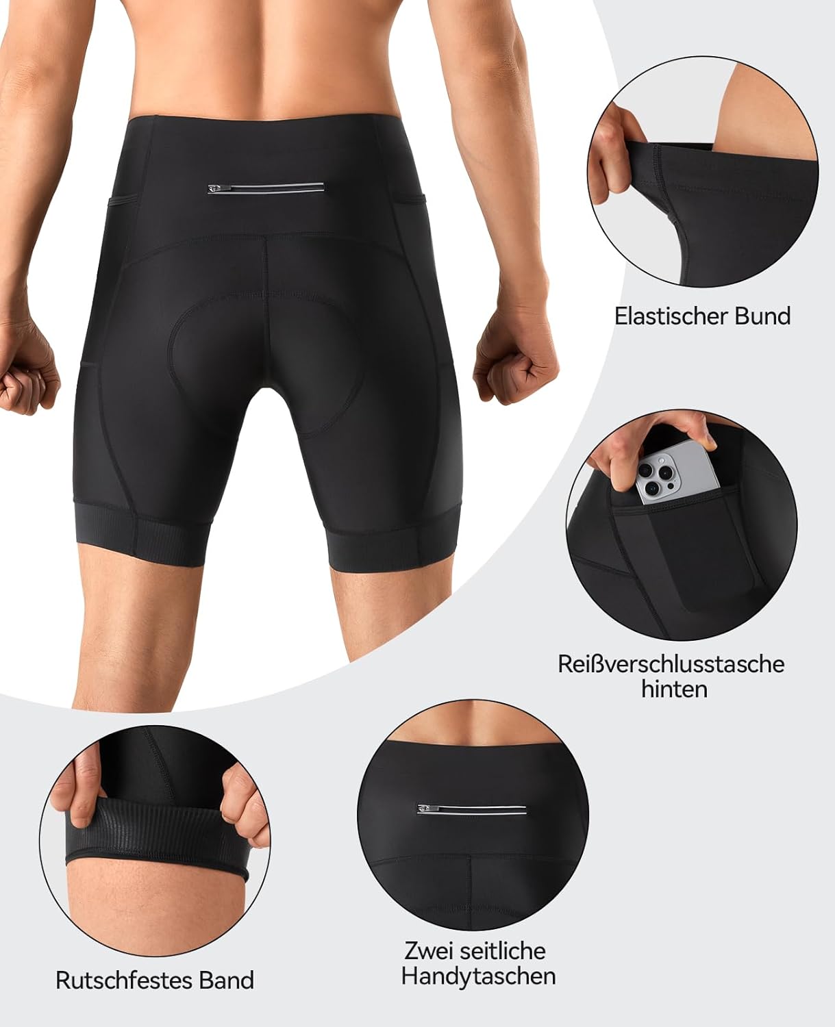 Thumbnail 3 de Niksa Radlerhose Herren mit 5D-Gel-Sitzpolster – Atmungsaktive, schnelltrocknende Radhose mit Taschen für Mountainbike, Rennrad & Training