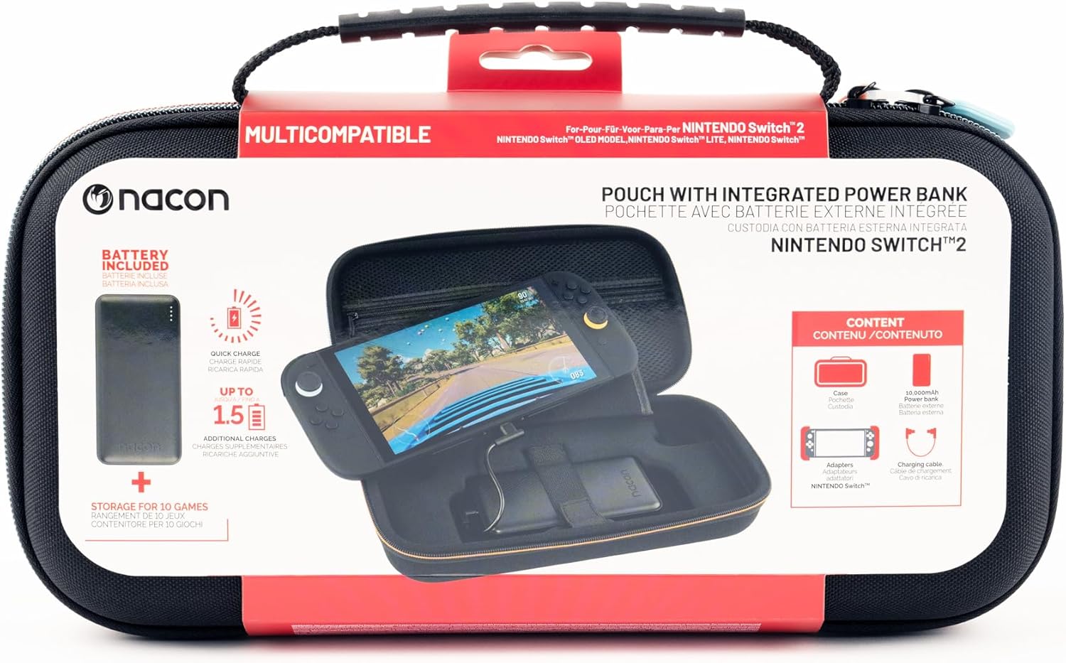 Thumbnail 6 de NACON SwitchNEWCHARGECASE : pochette de chargement rigide avec batterie 10 000 mAh et rangement 10 jeux