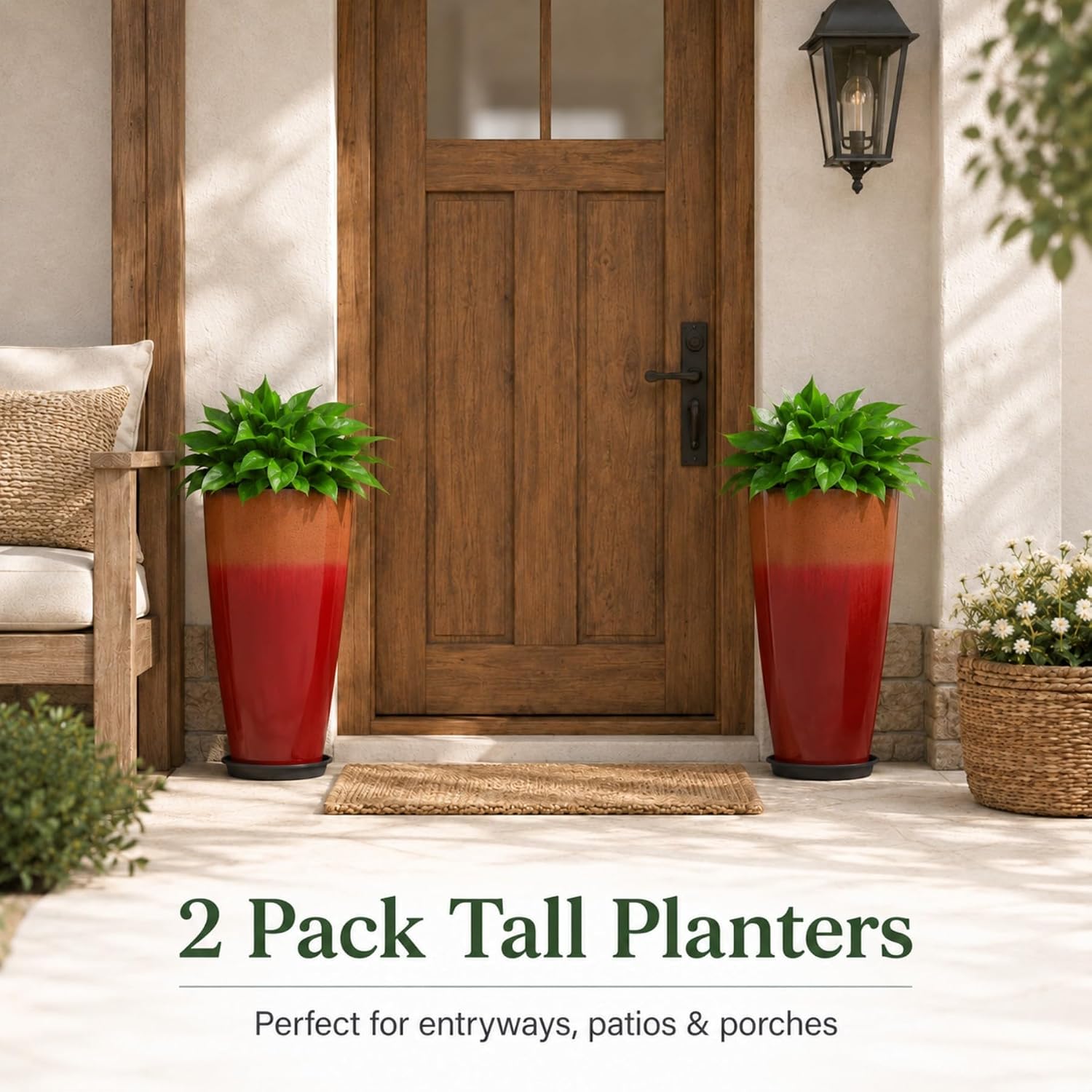 Detalle 2 de Neoaider Tall Plastic Planters, 21-Inch