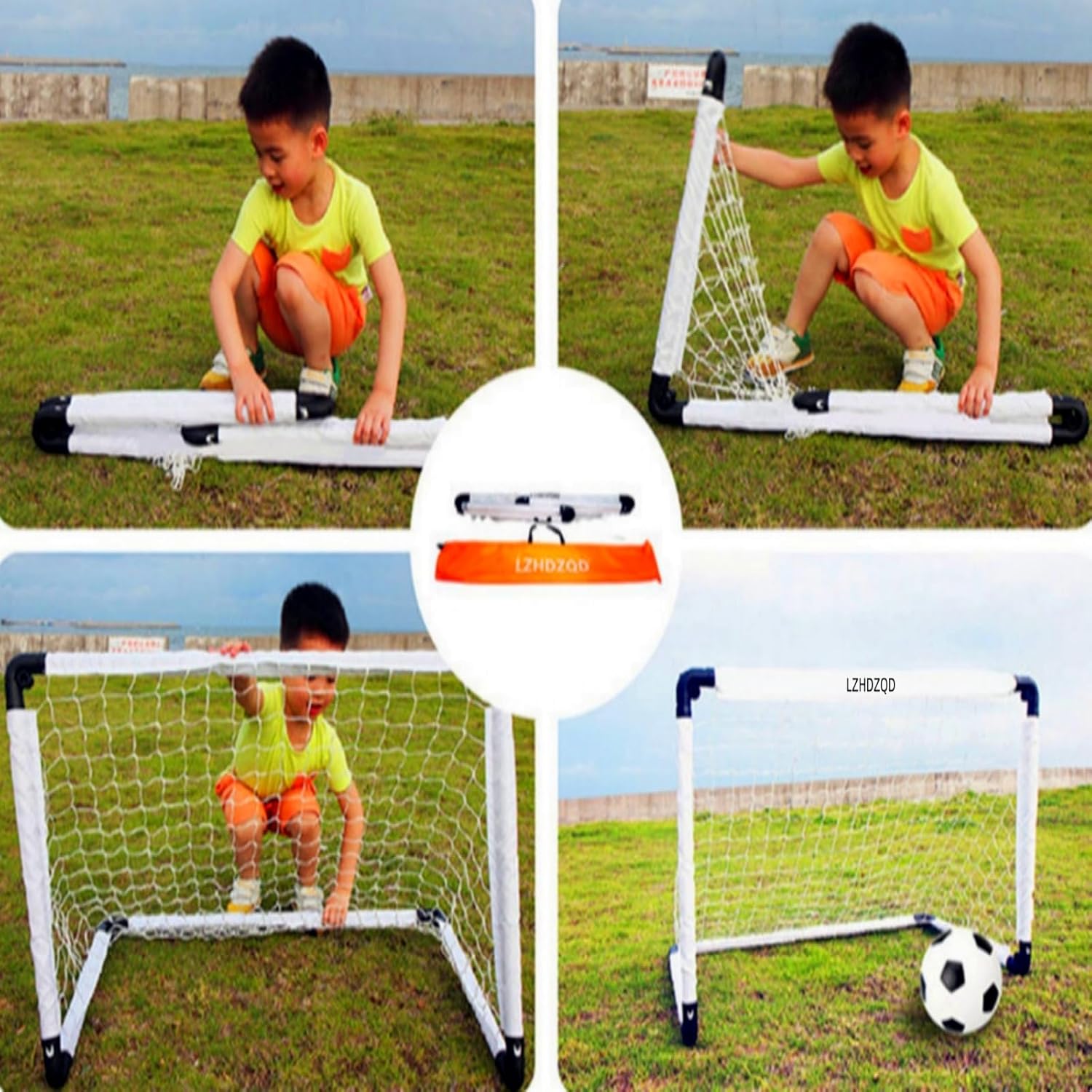 Detalle de LZHDZQD Kids Foldable Mini Football Goal (Indoor/Outdoor) with Carry Bag & Hooks