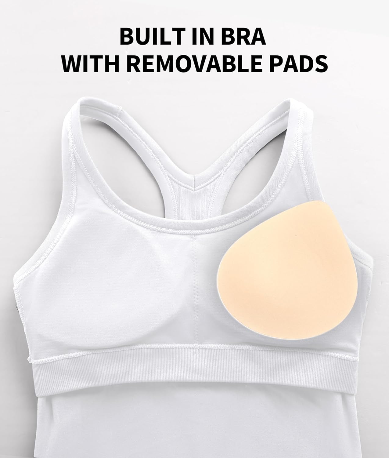 Detalle 2 de ATTRACO Women's Ribbed Workout Crop Top with Built-in Bra Racerback Tank