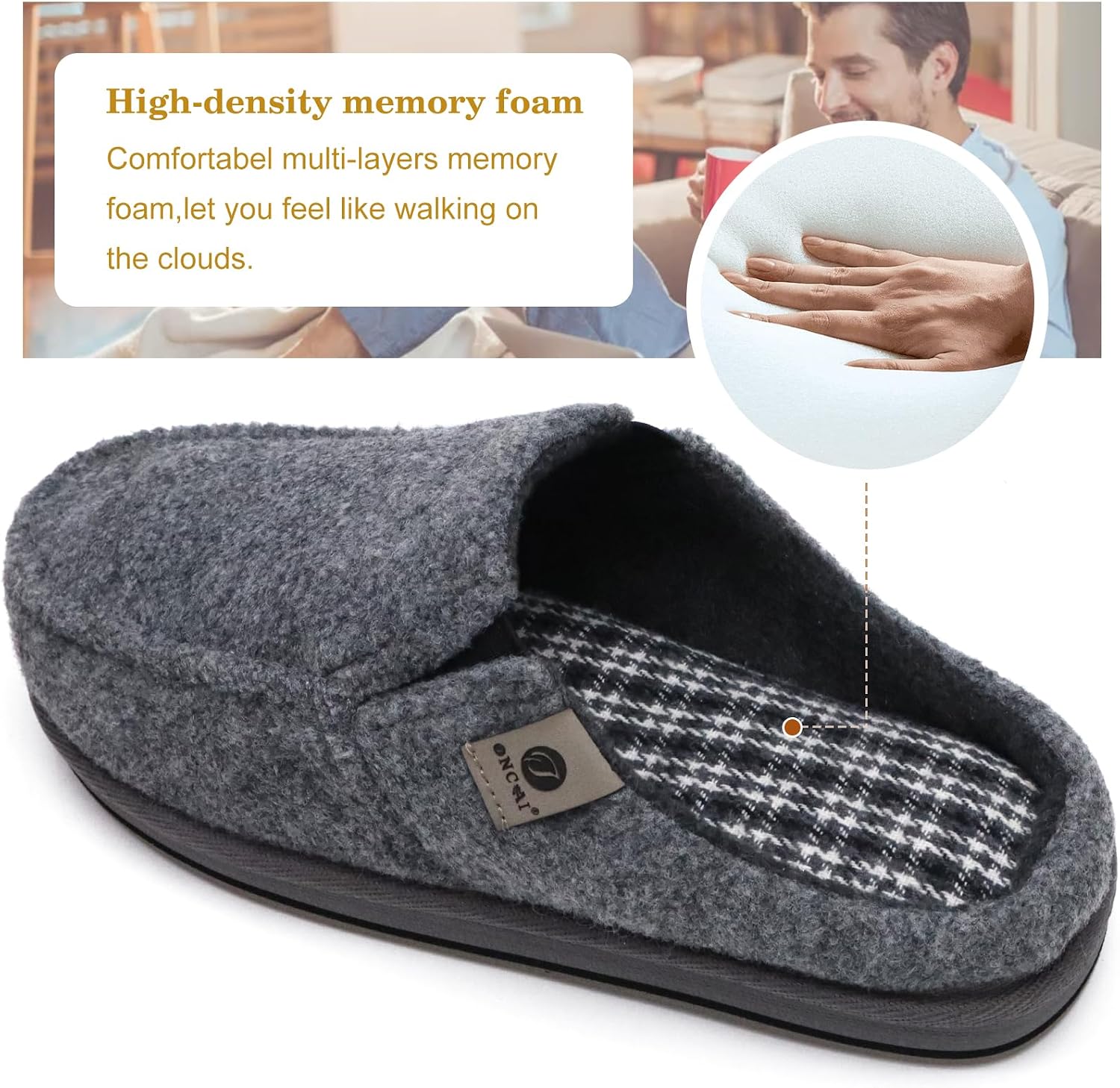 Detalle 2 de ONCAI chaussons homme Confort Mémoire 40-50