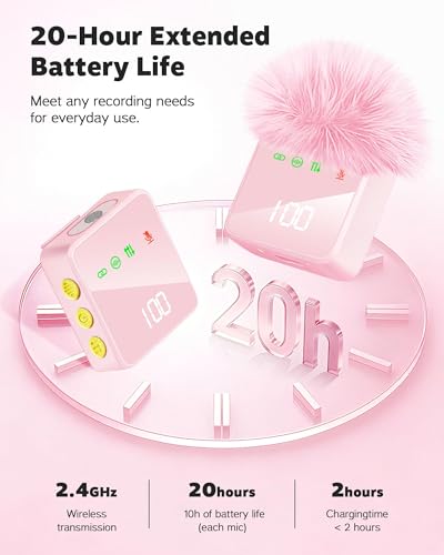 Thumbnail 2 de Bayanbulu Pink Wireless Lavalier Microphone for iPhone, Android, Cameras