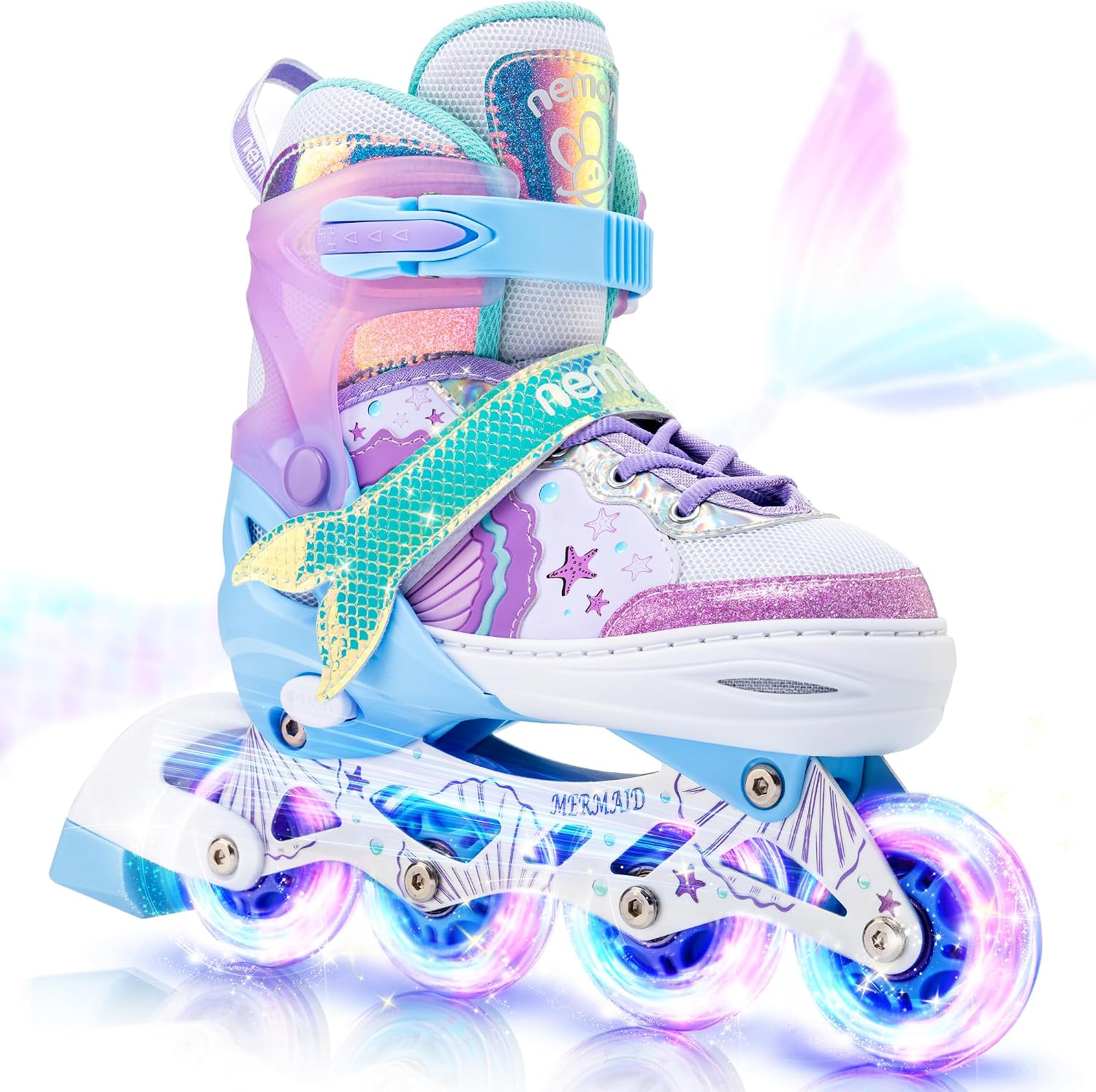 Detalle de NEMONE Mermaid Inline Skates Adjustable, Size 4