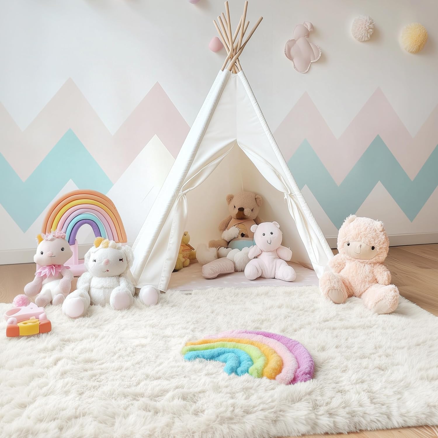 Thumbnail 5 de Homaxy Hochflor Flauschig Teppich mit Anti-Rutsch-Unterseite, waschbar – 120 cm rund, Creme