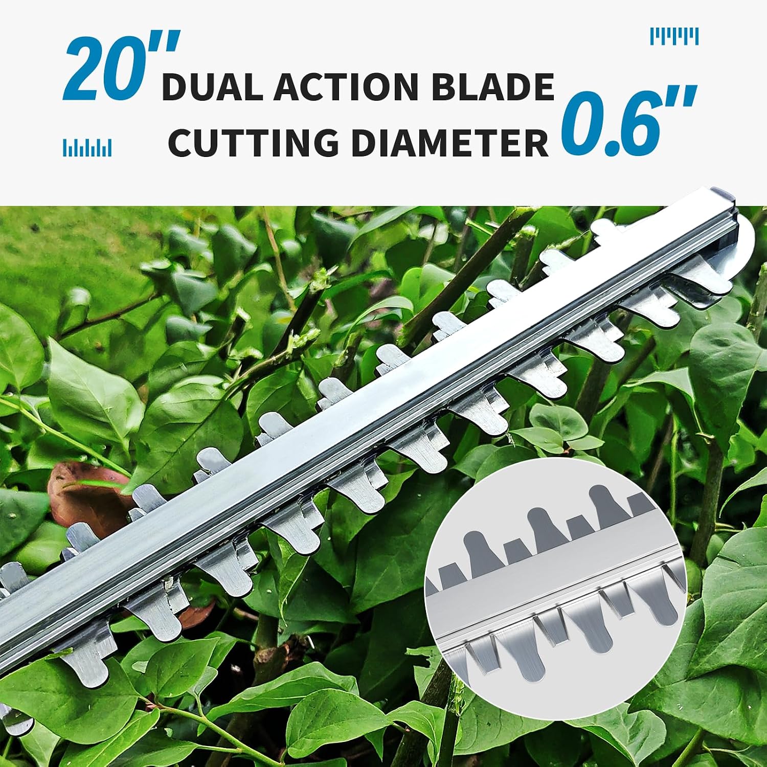 Detalle de Cordless Hedge Trimmer with Rotatable Handle for Makita 18V Battery (52cm, Brushless, Battery Not Included)