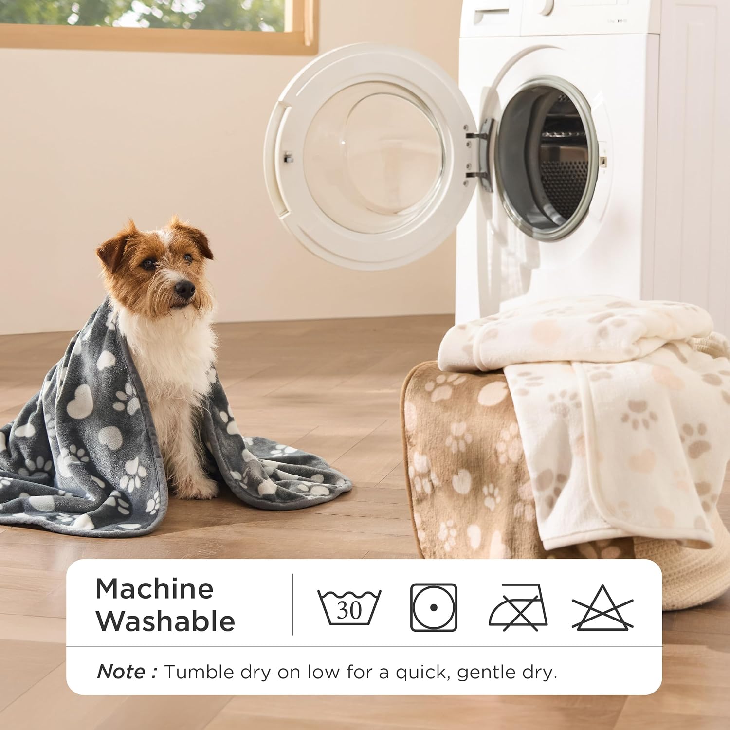 Detalle de Bedsure 3-Pack Fleece Dog Blankets (M, 76x102 cm) – Soft, Washable, Multi-Use