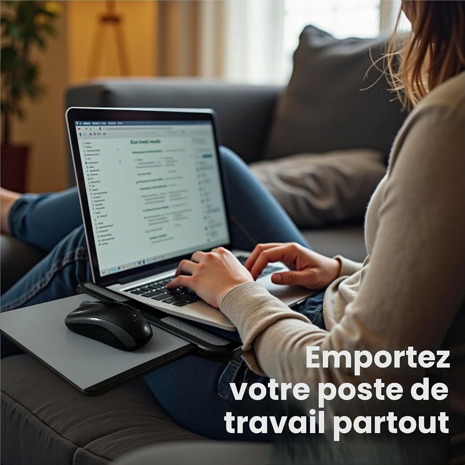 Detalle de Max Smart Tapis Portable pour Ordinateur Portable avec Plateau de Souris Rétractable et Bouclier Thermique