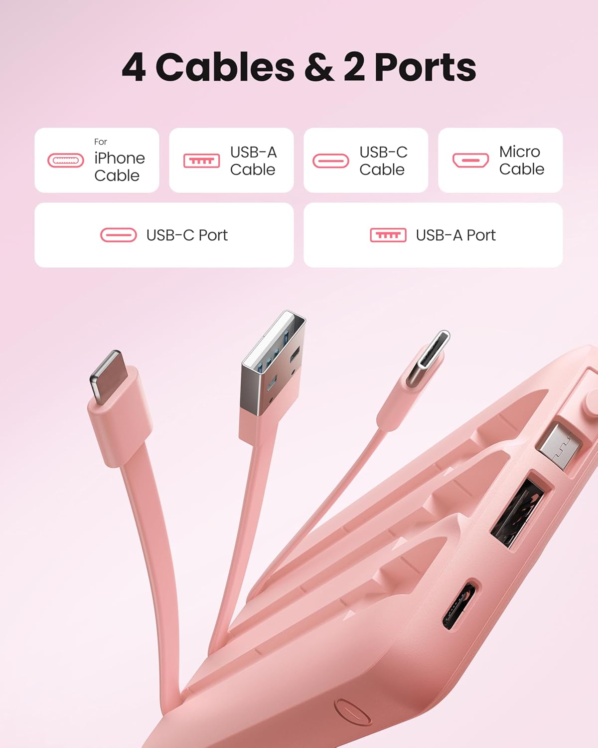 Thumbnail 1 de Coowisty CW1 10,000mAh Slim Power Bank with Built-In Cables and LED Display