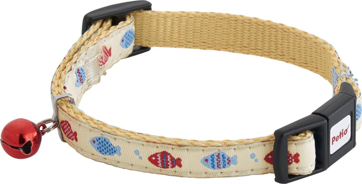 Detalle 2 de ペティオ CAT COLLAR サカナ クリーム 猫用首輪 ポリエステル製・ベル付き