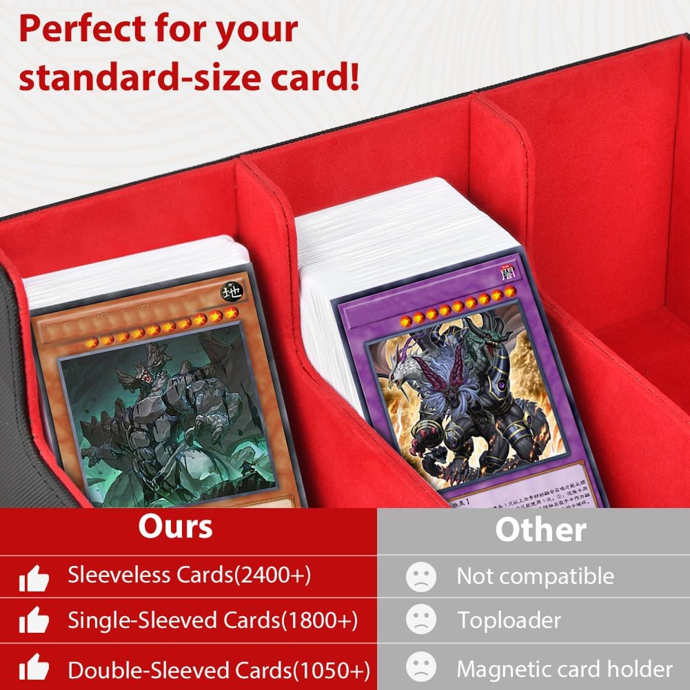 Thumbnail 3 de Aolso Deck Box – Rangement Carte 1800+ en cuir synthétique, magnétique et séparateurs (Noir/Rouge)