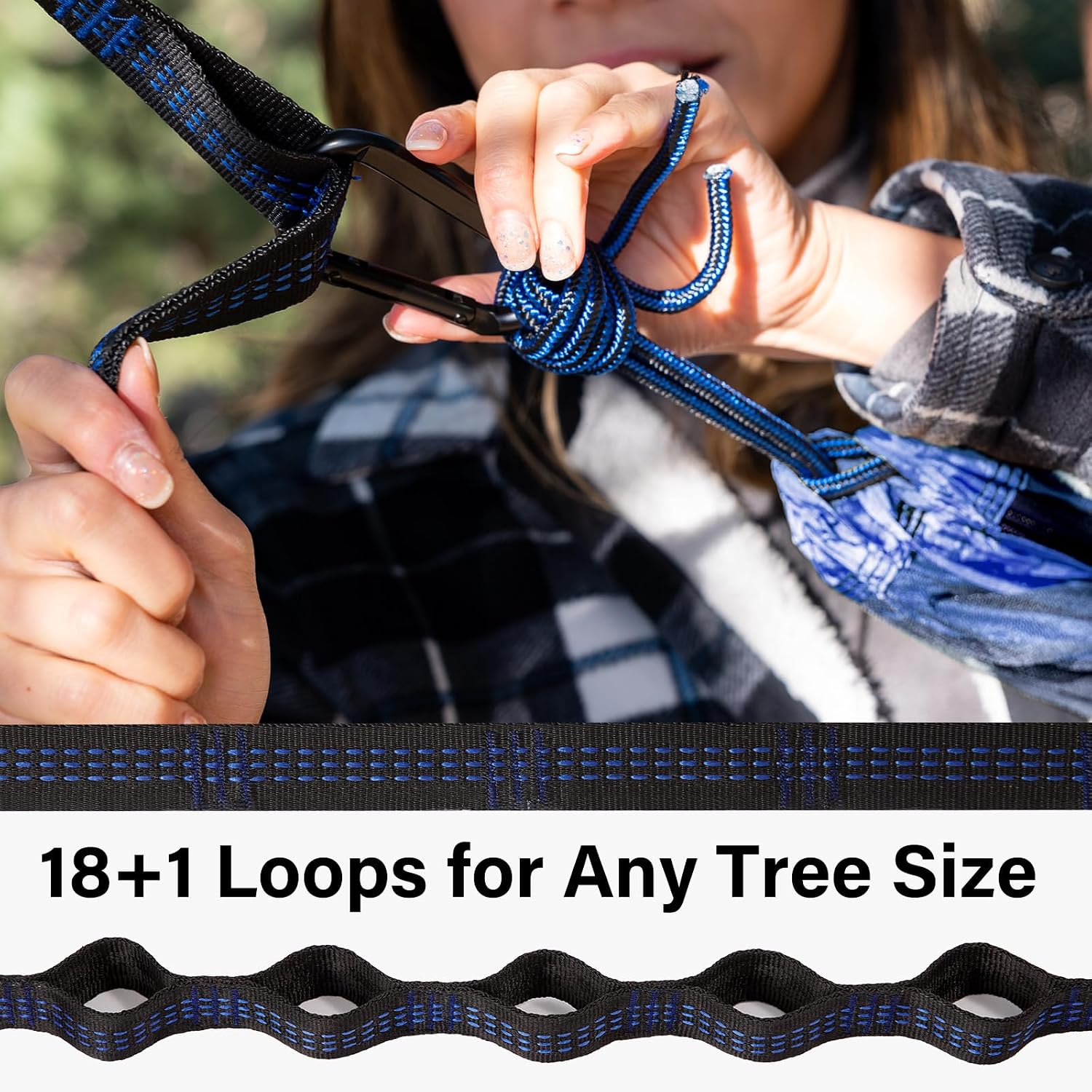Detalle 2 de Kootek Camping Hammock: Portable Double/Single Nylon Hammock with Tree Straps and Carry Bag