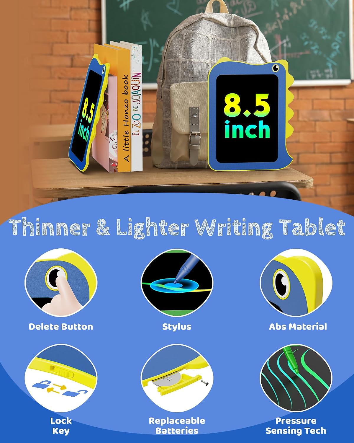 Detalle 2 de TEKFUN 8.5-inch Blue LCD Writing Tablet for Kids (Dinosaur Doodle Board)