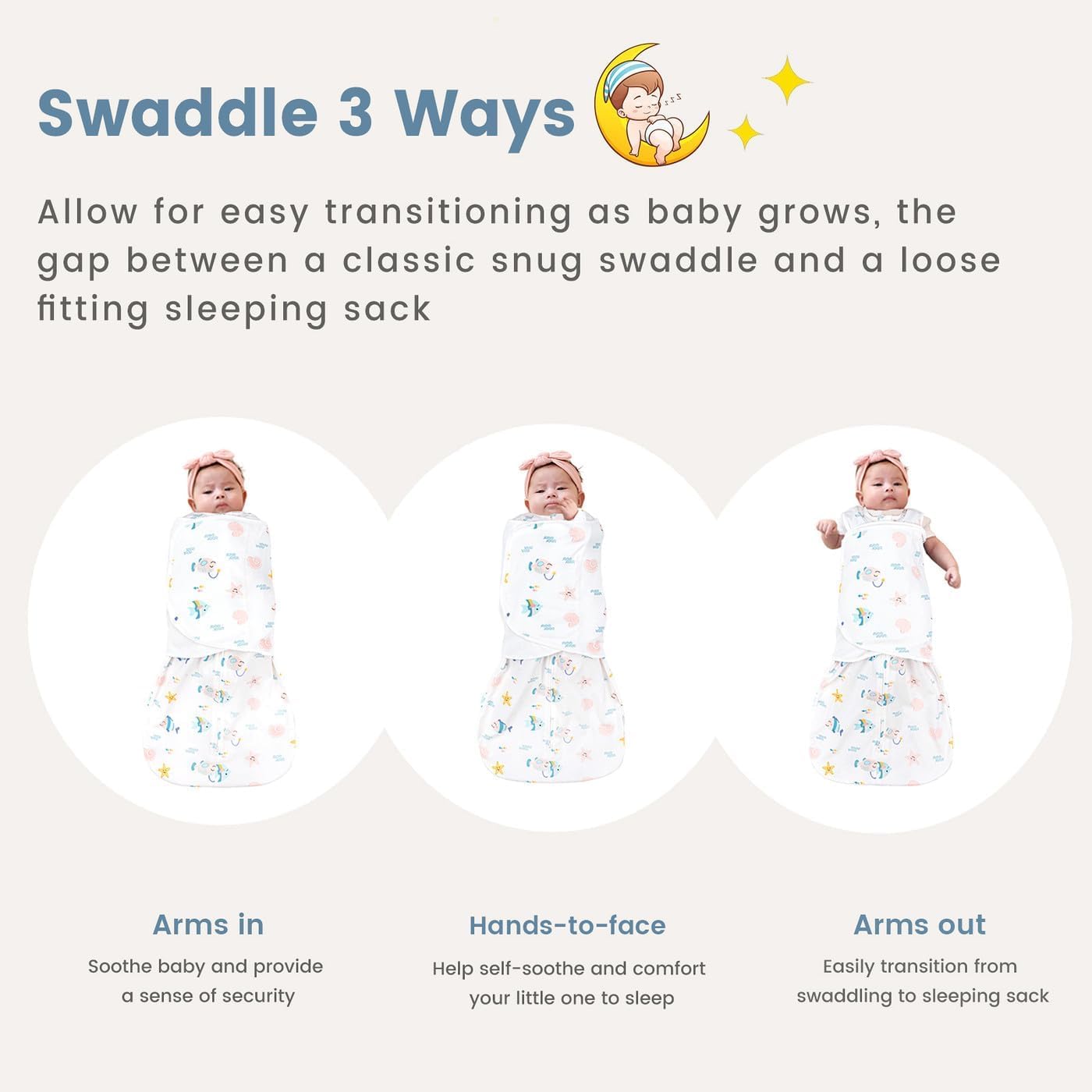 Thumbnail 1 de ZIGJOY Newborn Sleeping Bag Swaddle Wrap 1.0 TOG (100% Cotton) – Ocean, for 0–6 months / 6–12 months