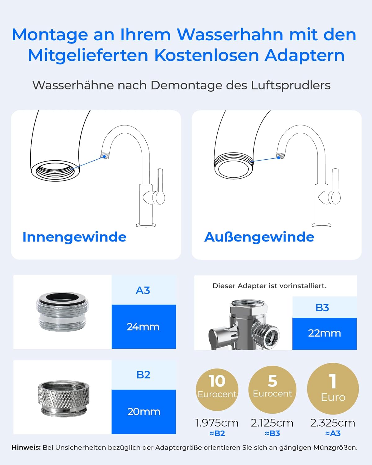 Thumbnail 2 de Waterdrop WD-FC-06 Wasserhahn aus Rostfreiem Stahl – Kohleblock Filter System (4 Filter inklusive)