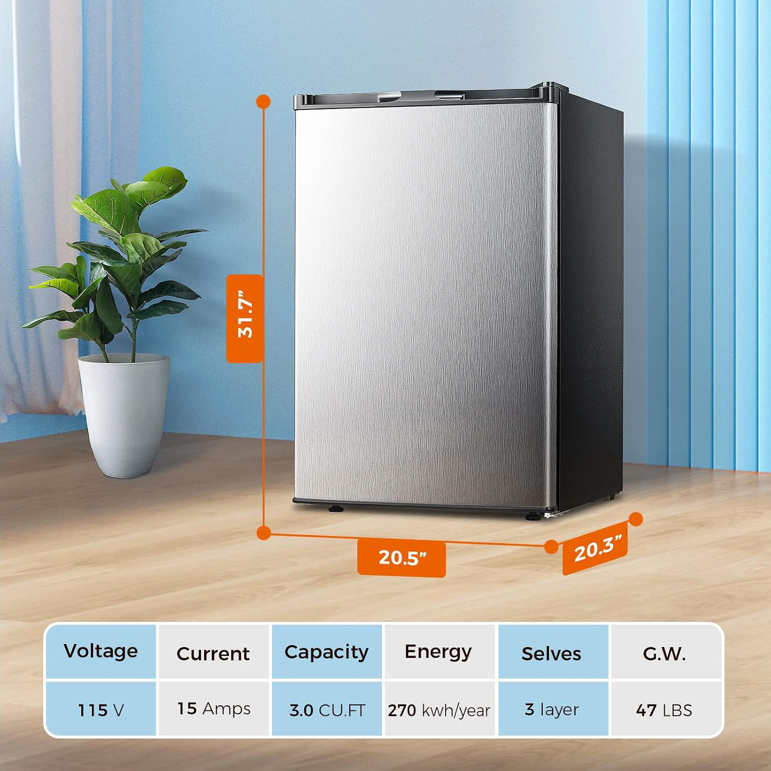 Thumbnail 5 de Kismile D5888S-SILVER 3.0 Cu. Ft. Upright Freezer with Reversible Door