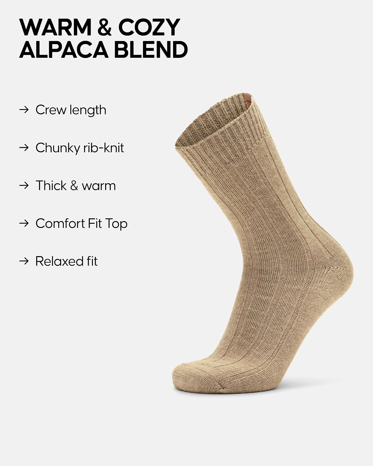 Detalle 2 de DANISH ENDURANCE Alpaca Wool Bed Socks, Cosy Thermal 2 Pack